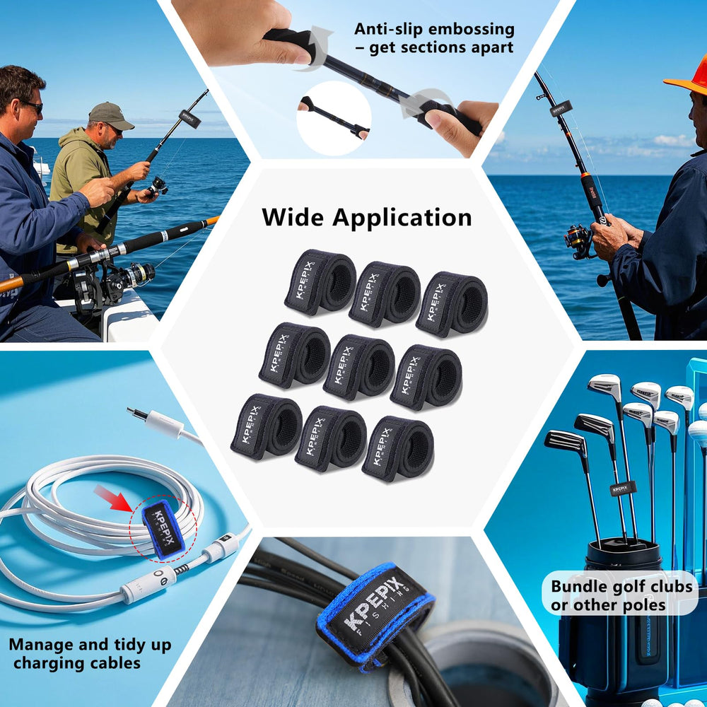 Wrapped fishing rod secured with KPEPIX belts for transport