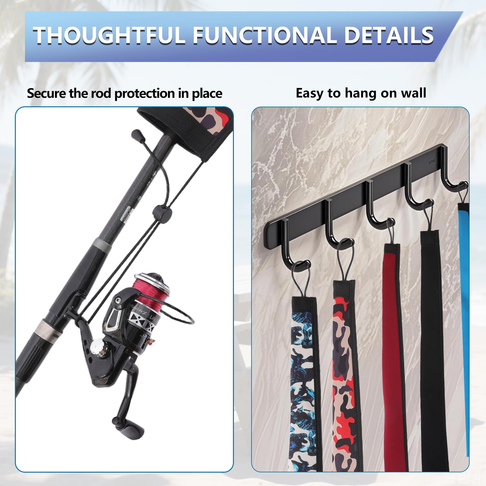 KPEPIX multi-use pole protector stores long tools beyond fishing poles.