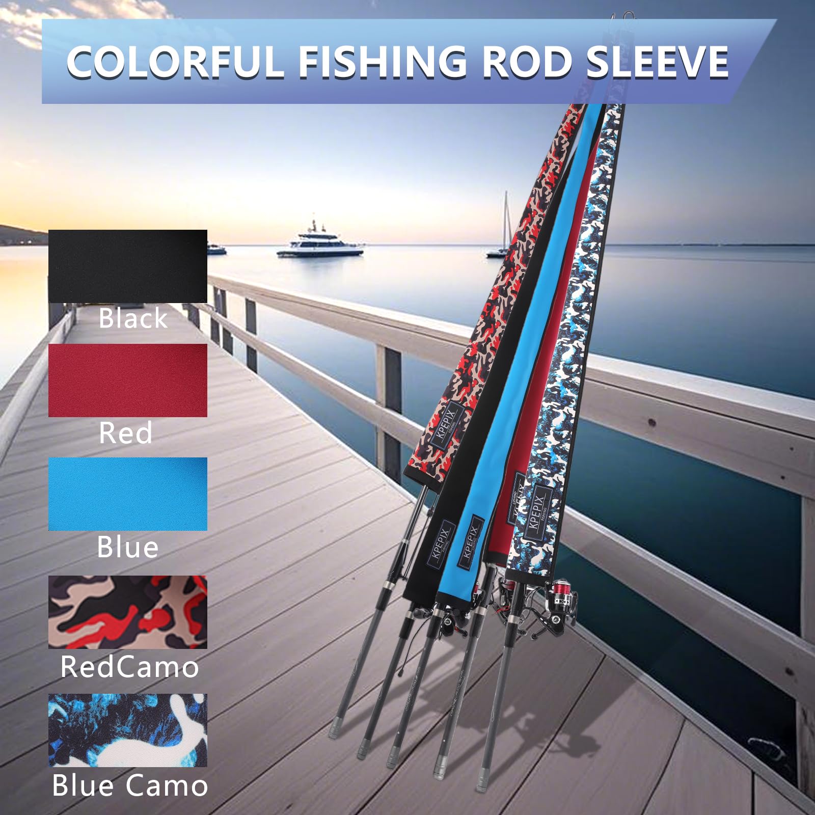 Close-up of the 58in/65in blue rod sleeve for 58-65 inch rods