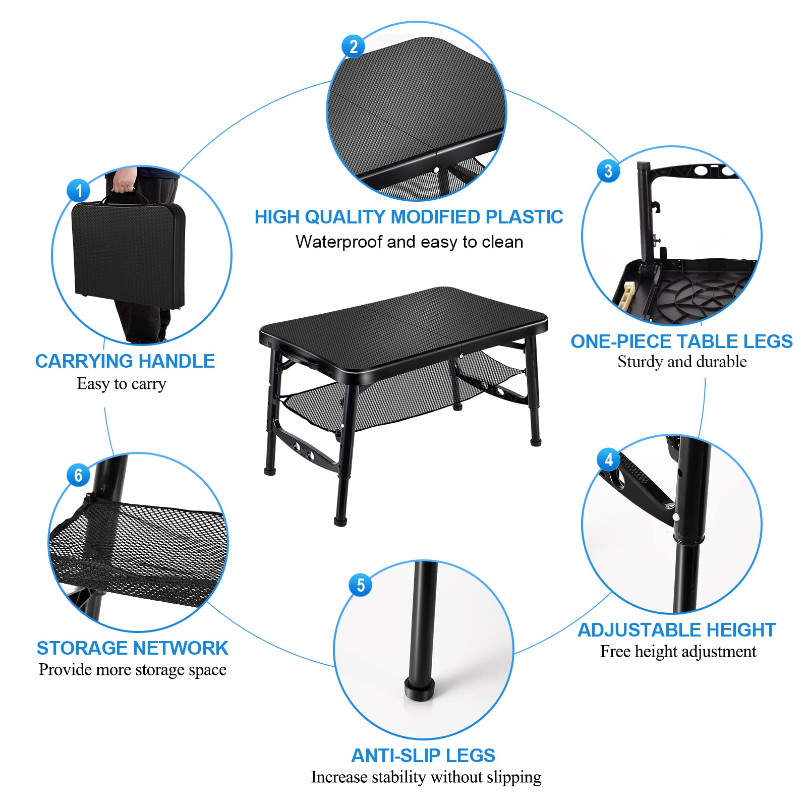 KPR sturdy table legs with non-slip shoes on uneven ground