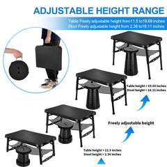 KPR adjustable-height table knob demonstrated for easy height changes