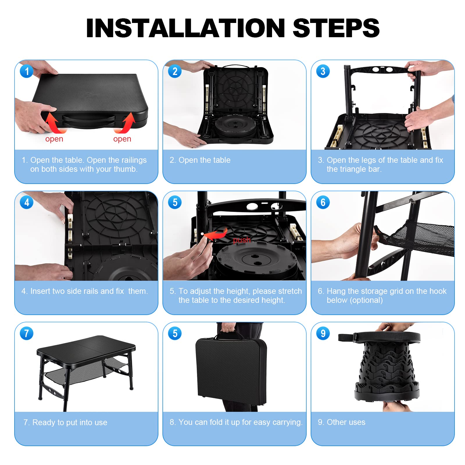KPR detachable mesh layer providing extra storage under the table