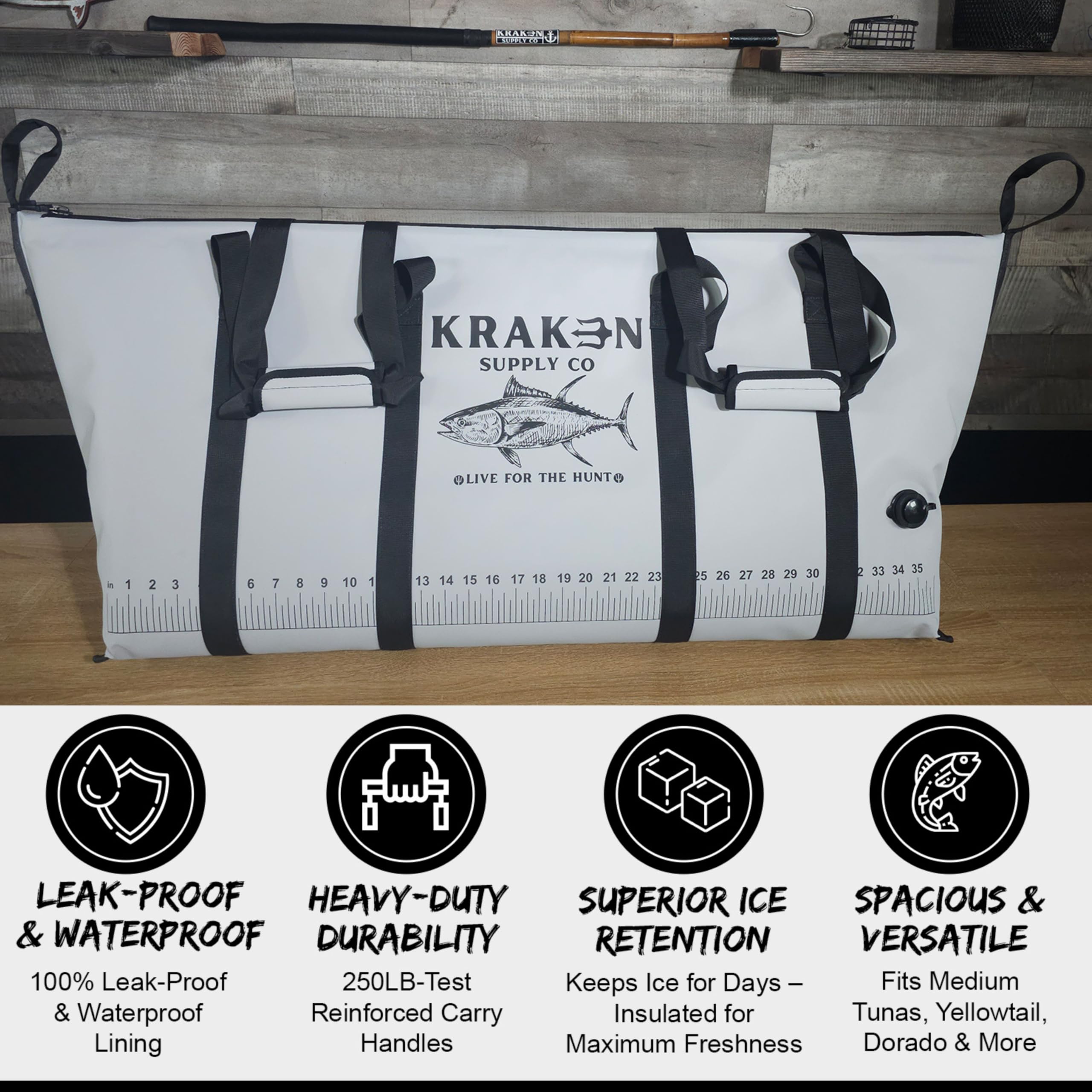 Kraken 48x24 Fish Kill Bag open with zipper