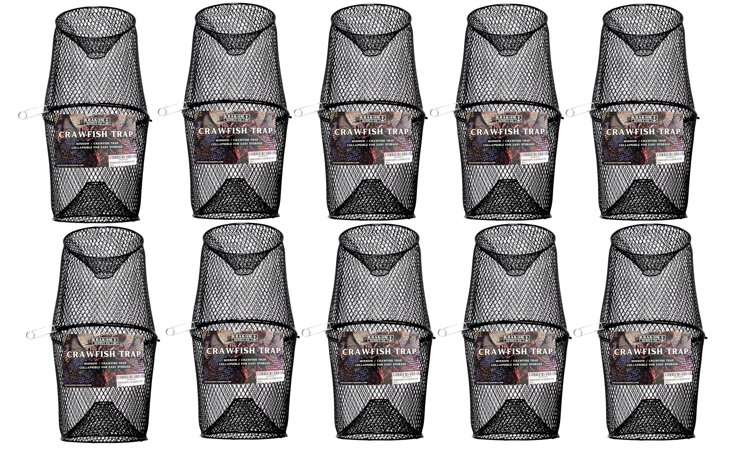 Kraken Supply Co crawfish trap torpedo assembled for durable creek and pond fishing