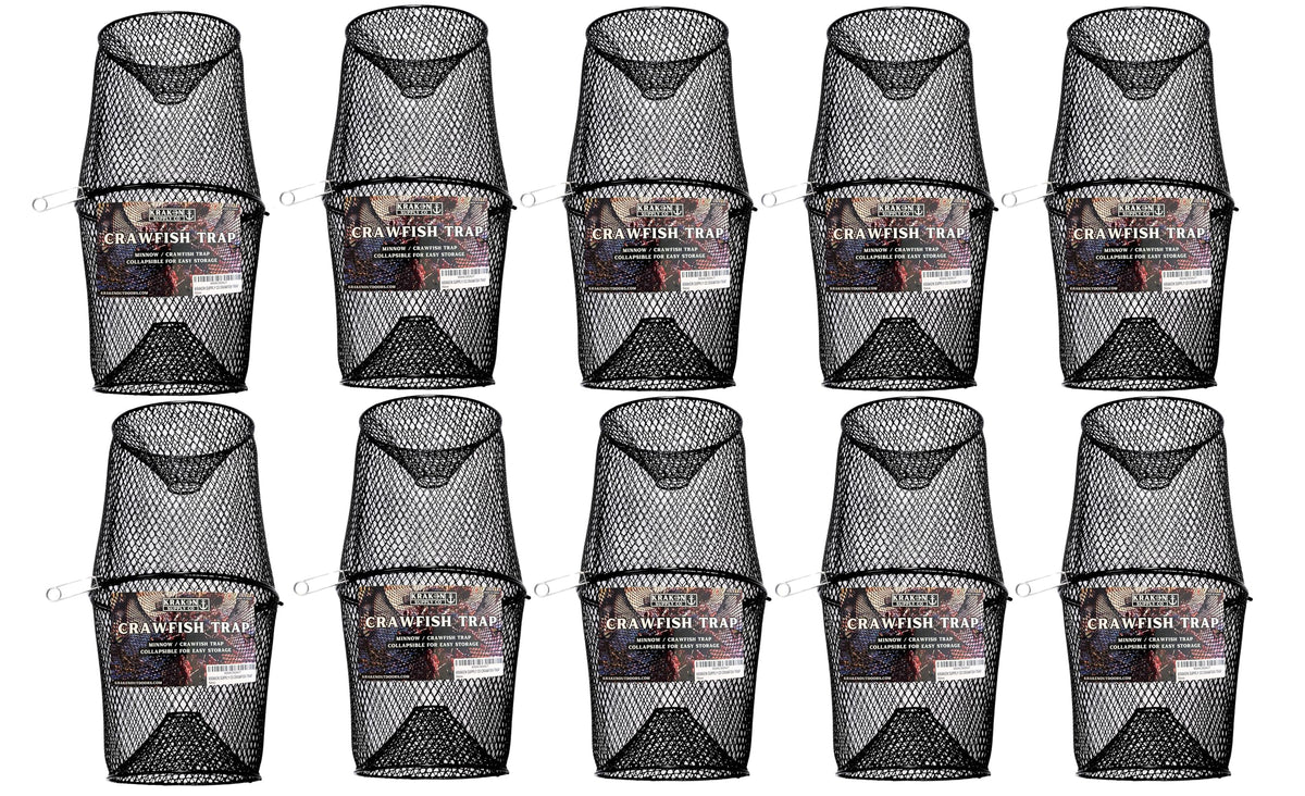 Kraken Supply Co crawfish trap torpedo assembled for durable creek and pond fishing