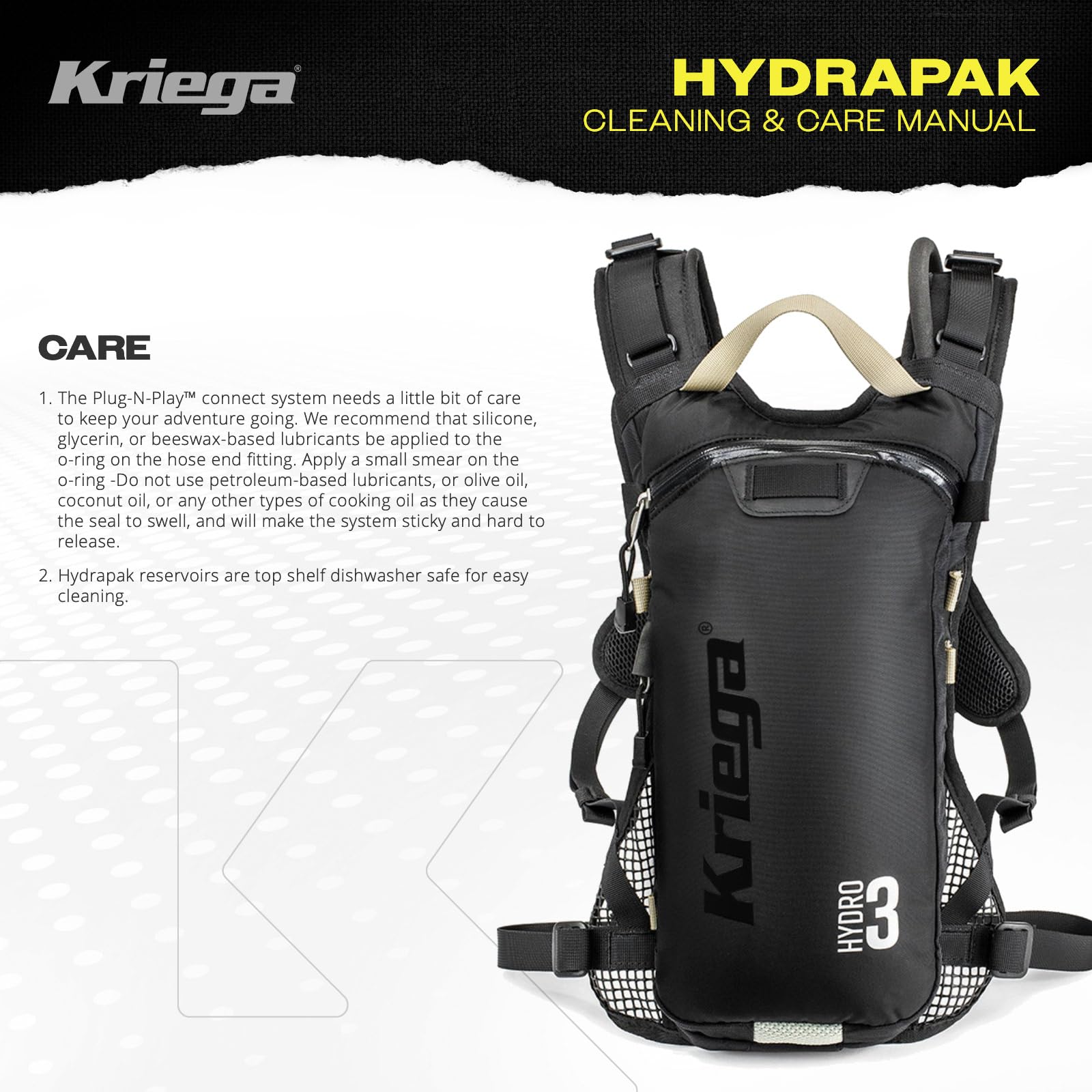 Kriega Hydro-3 optional waist straps enhance off-road stability on rough trails