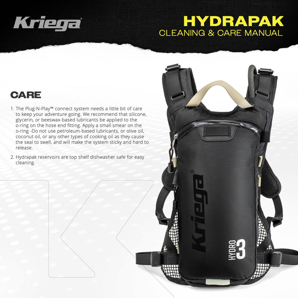 Kriega Hydro-3 optional waist straps enhance off-road stability on rough trails