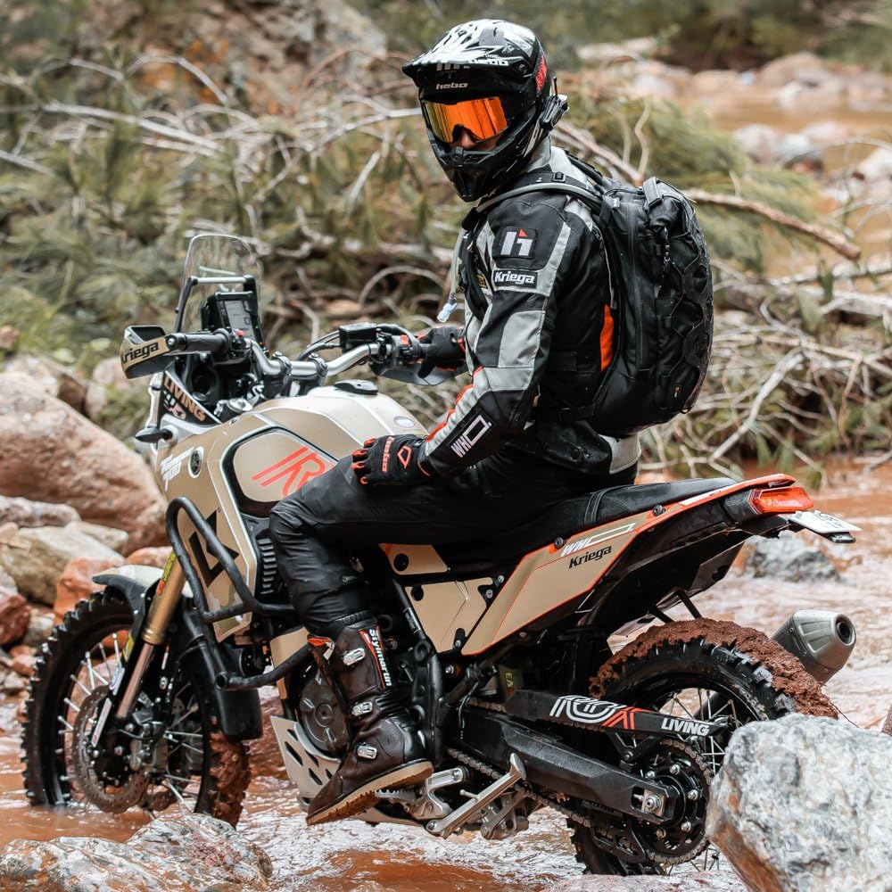 Kriega Trail 18 reflective panels on harness for visibility