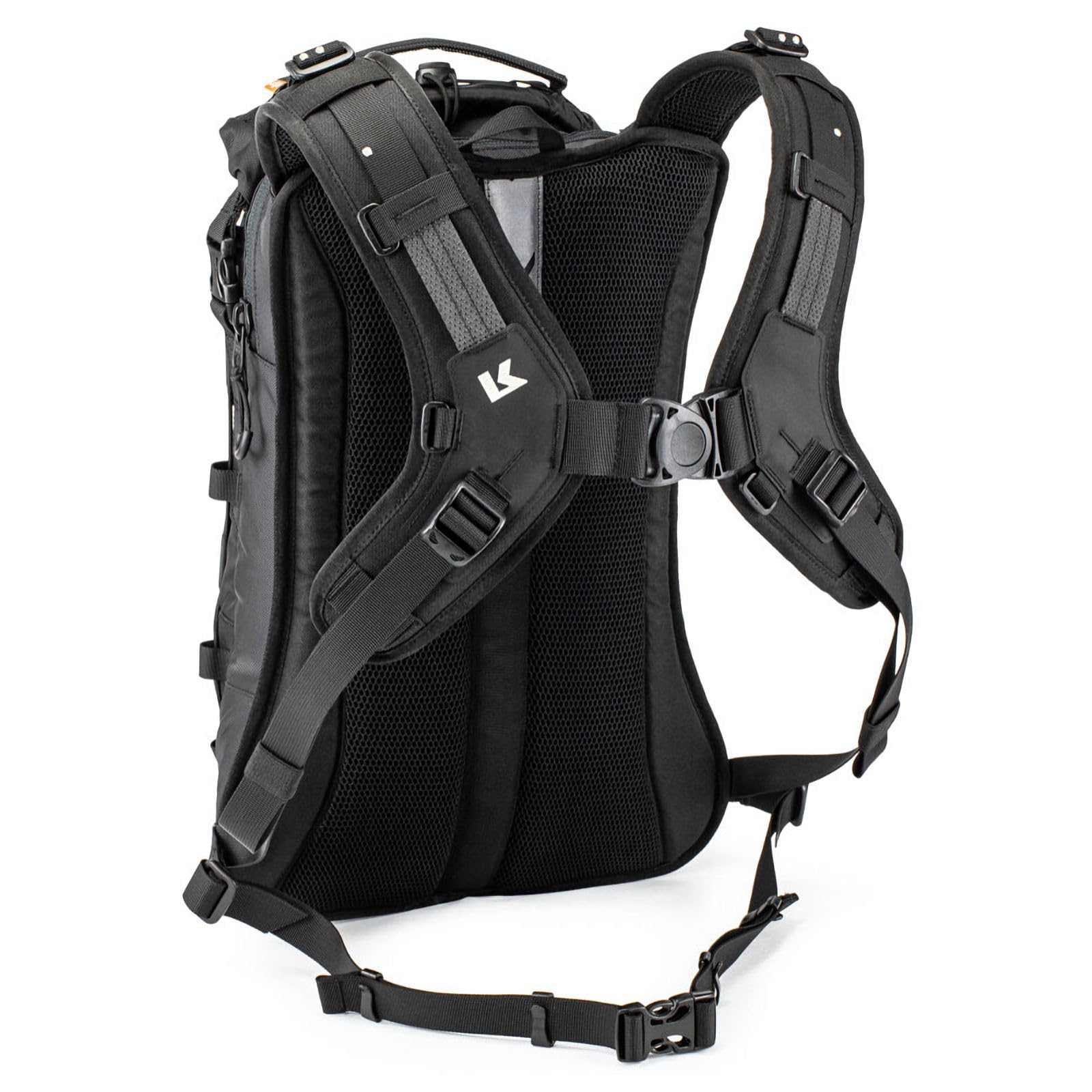 Kriega Trail 18 Adventure Backpack external Hypalon net storage for wet gear and easy access.