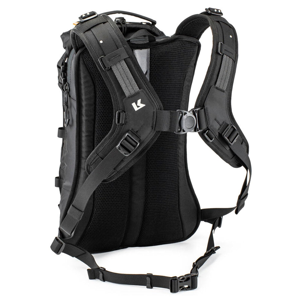 Kriega Trail 18 Adventure Backpack external Hypalon net storage for wet gear and easy access.