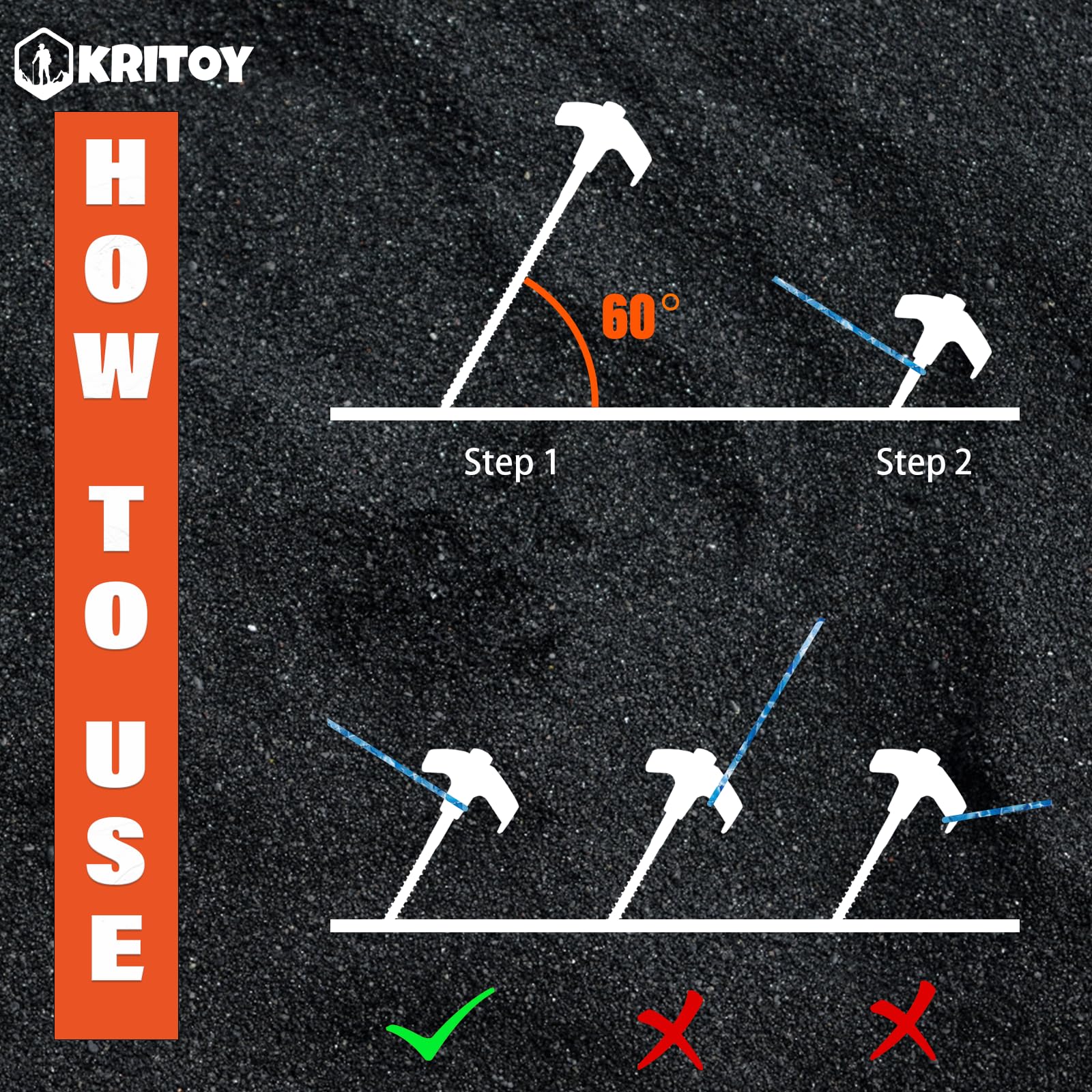 KriToy 8-inch stakes offer secure hold on soft ground and hard surfaces alike.