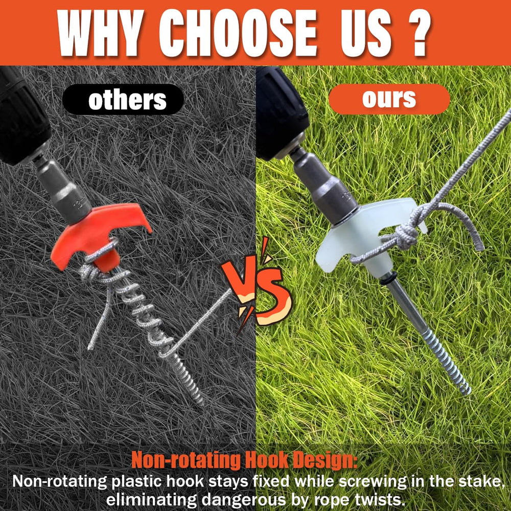 KriToy drillable ground anchors offer versatile setup for tents, canopies, and tarps.