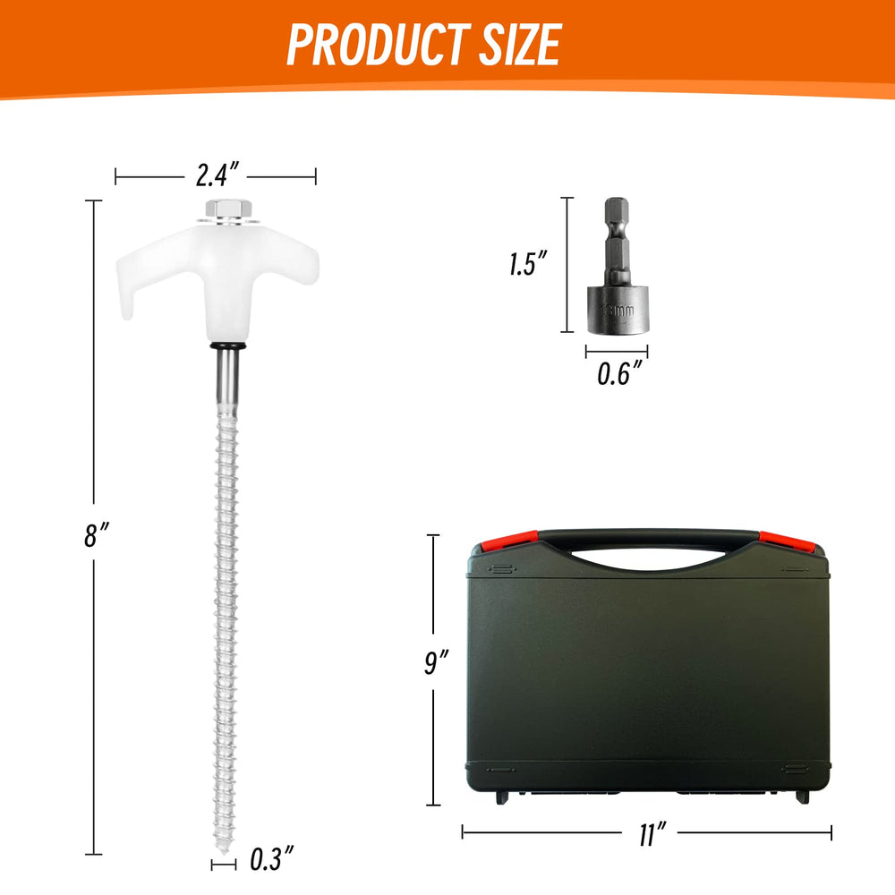 KriToy screw-in tent stakes steel durability for firm holds in gravel, soil, or hard ground.