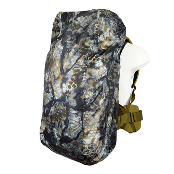 Kryptek Pack Cover waterproof exterior protects gear during heavy rain and muddy trails.