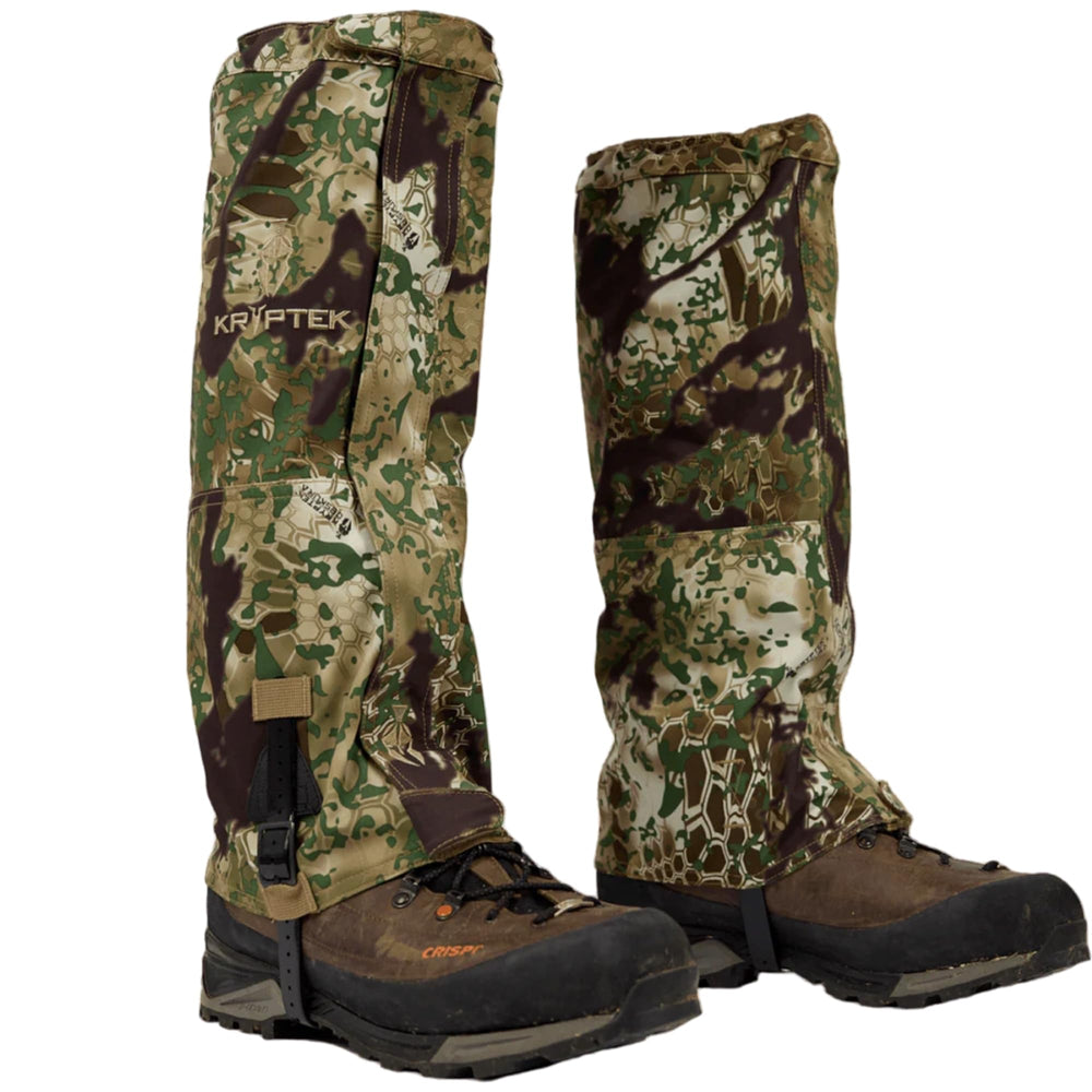 Kryptek Petra II Gaiter Obskura 3-layer DWR layer sheds rain and mist