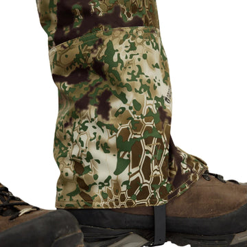 Kryptek Petra II Gaiter Obskura reinforced seam closure stays secure during hikes