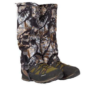Kryptek Petra II gaiter Skyfall side profile highlighting rugged waterproof shell.