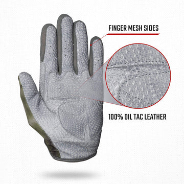 Stretch fabric detail highlights high mobility for precise shooting.