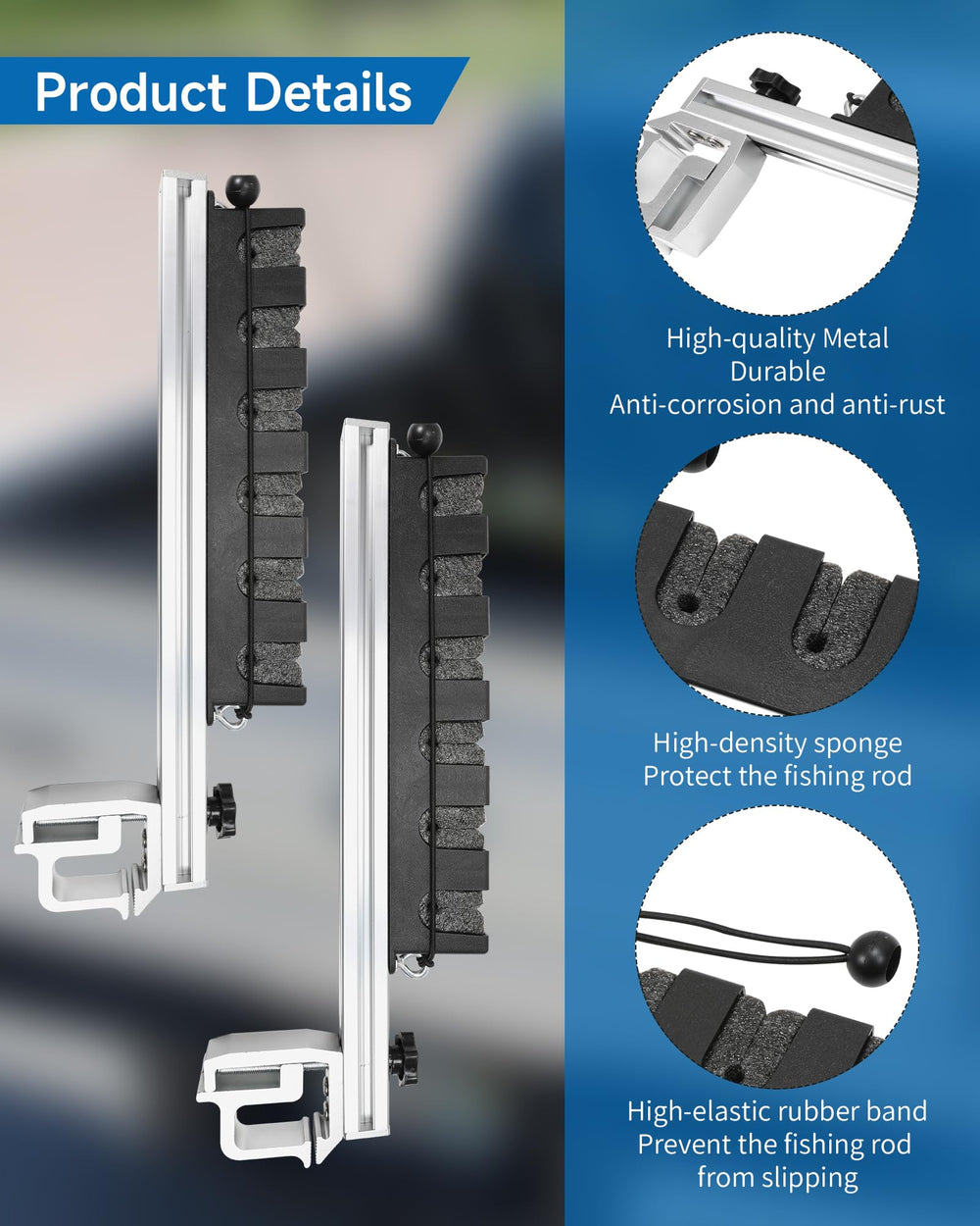 Krysolad slide-in design keeps rods accessible and minimizes line tangles.