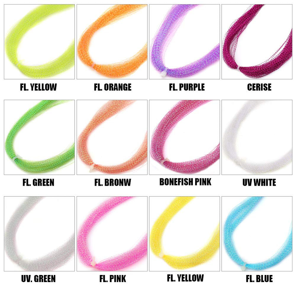Assorted Krystal Flash colors for lure making