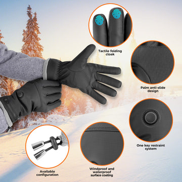 KSFJZF heated gloves adjustable-wrist-strap for a secure fit in cold weather.