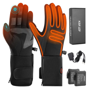 KSFJZF heated gloves with battery pack front view for extended outdoor warmth