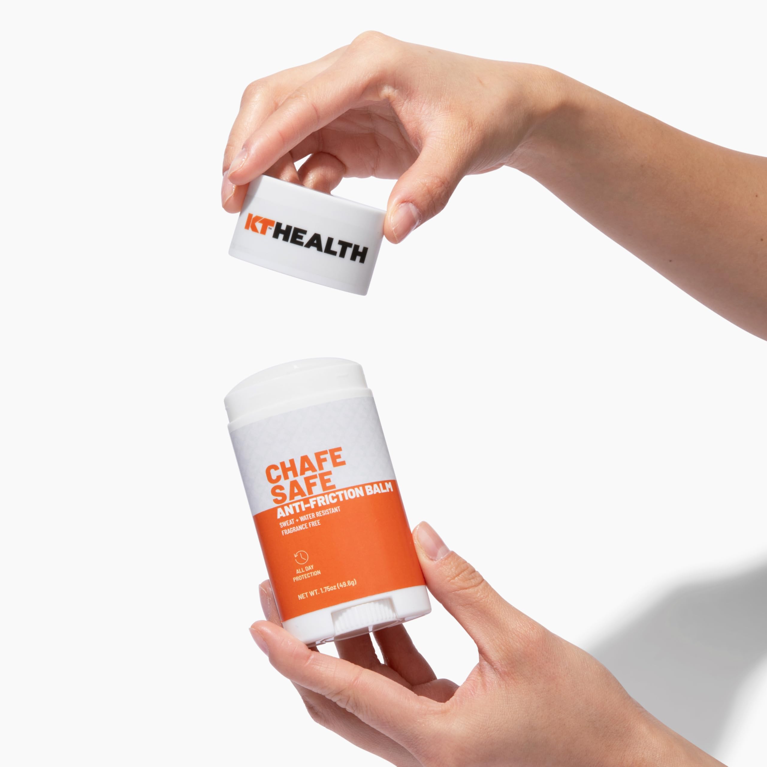KT Tape Chafe Safe Balm closeup texture showing smooth application.