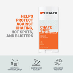 KT Tape Chafe Safe Balm large fragrance-free demonstrates all-day coverage.