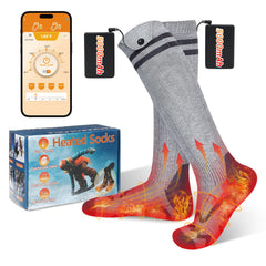 Kteniy heated socks with app control showing temperature options for precise warmth