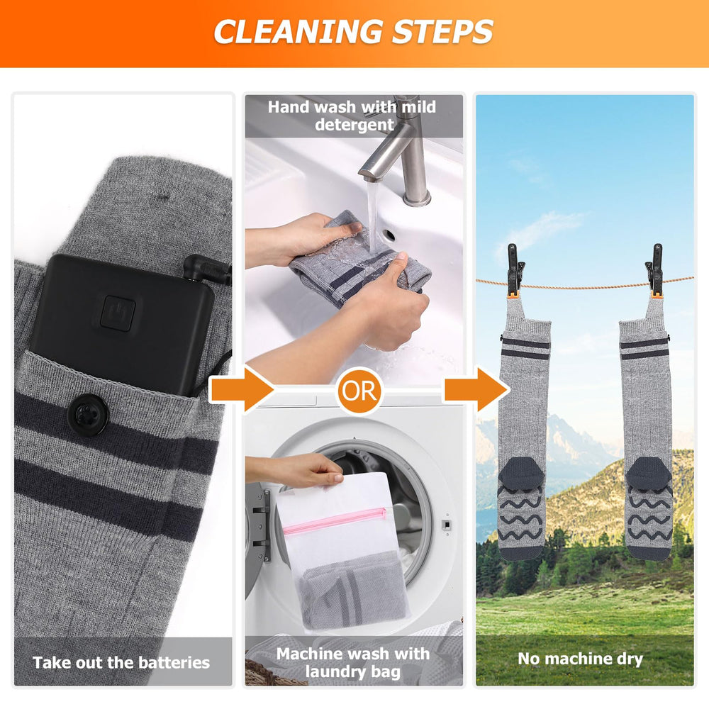Kteniy heated socks in outdoor setting for work, hiking, or camping in cold weather