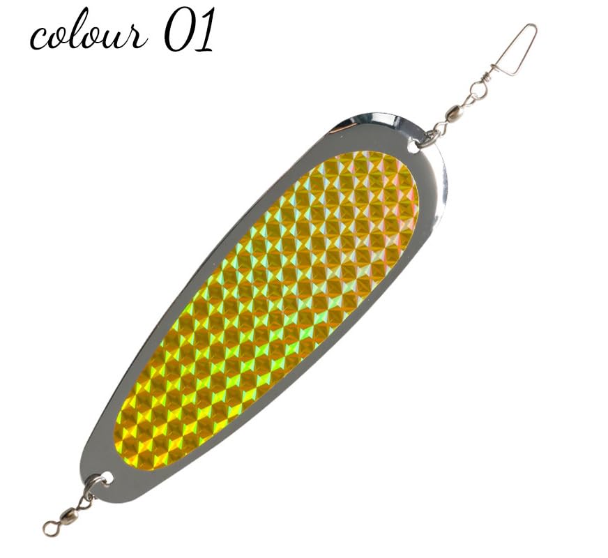 KTGCOZS blade flasher spoon; metallic finish reflects light across water.