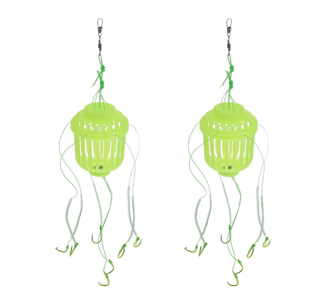 KTGCOZS two-pack fishing baskets ready for carp feeder use in calm waters.