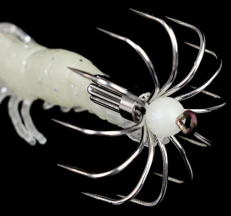 Pack of 3 luminous squid jigs ready for fishing