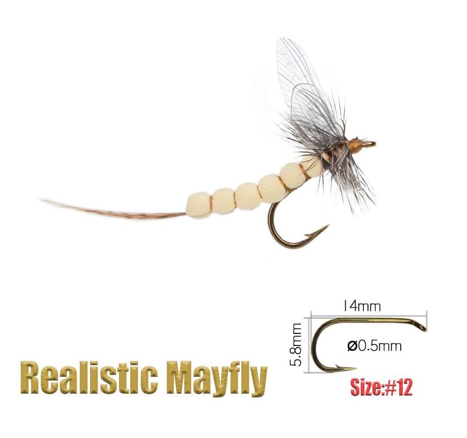 KTGCOZS pack-5-mayfly-dry-fly: versatile set for matching various hatch sizes.