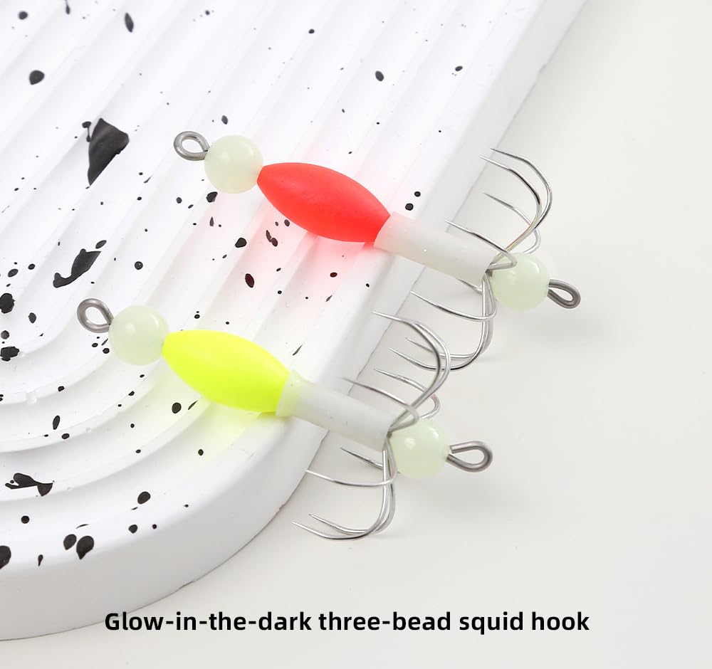 Bass fishing using luminous squid jig hooks