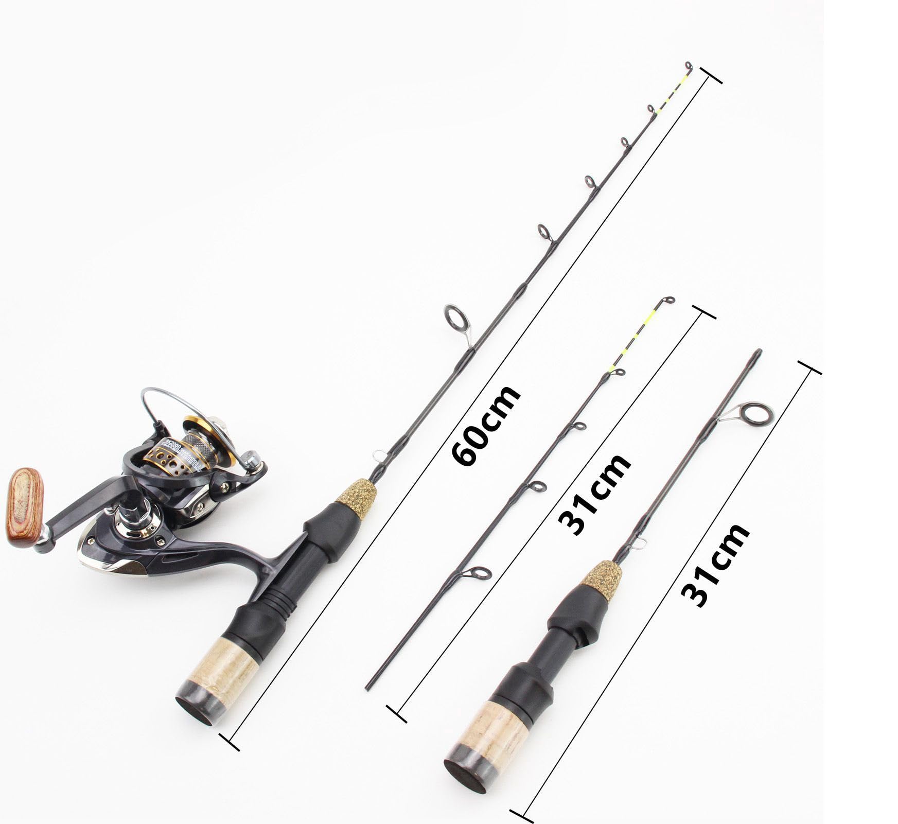 KTGCOZS portable spinning rod with EVA handle enhances grip during ice fishing.