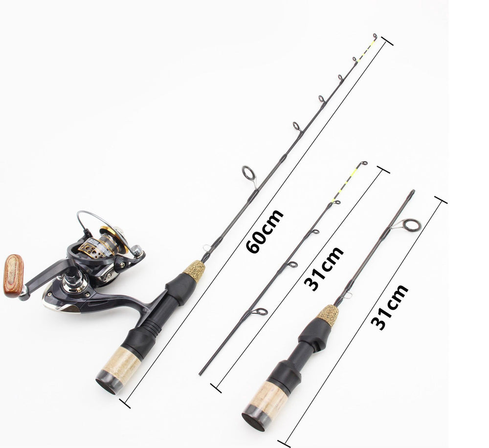 KTGCOZS portable spinning rod with EVA handle enhances grip during ice fishing.