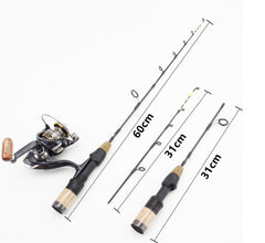 KTGCOZS portable spinning rod with EVA handle enhances grip during ice fishing.