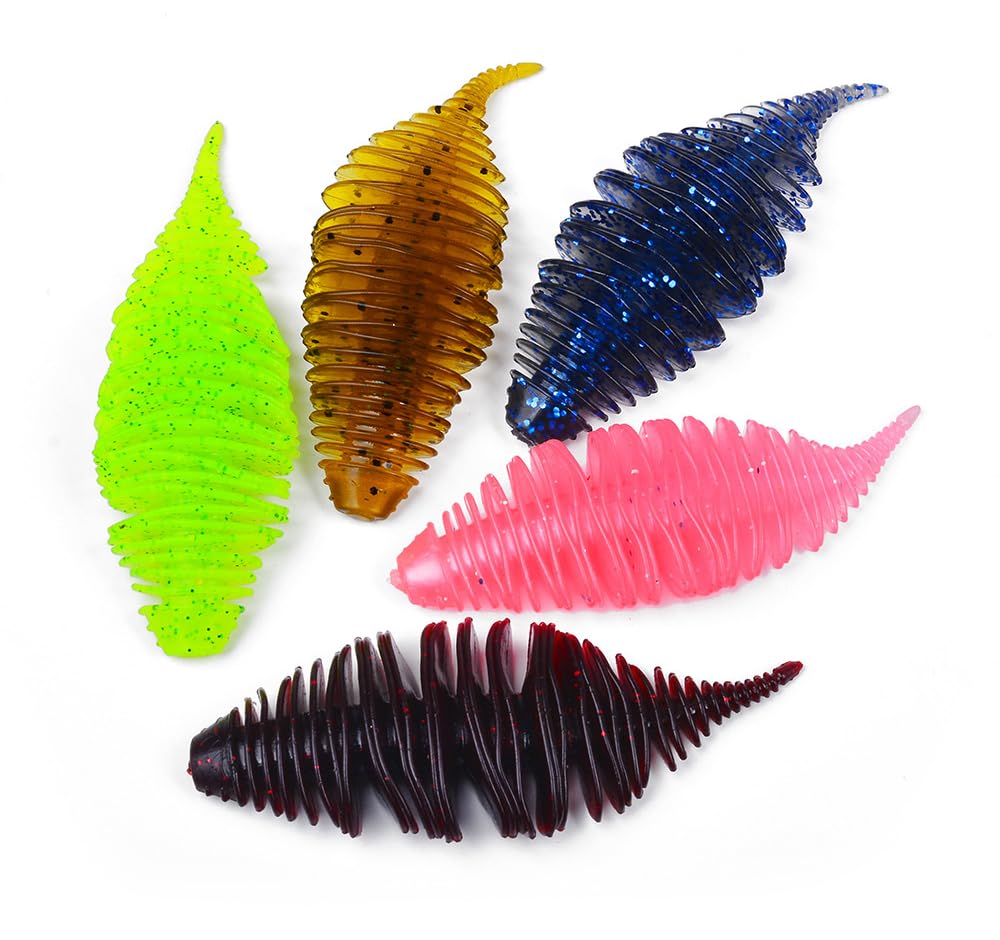 KTGCOZS soft worm lure pack with 25 lures, ready for action