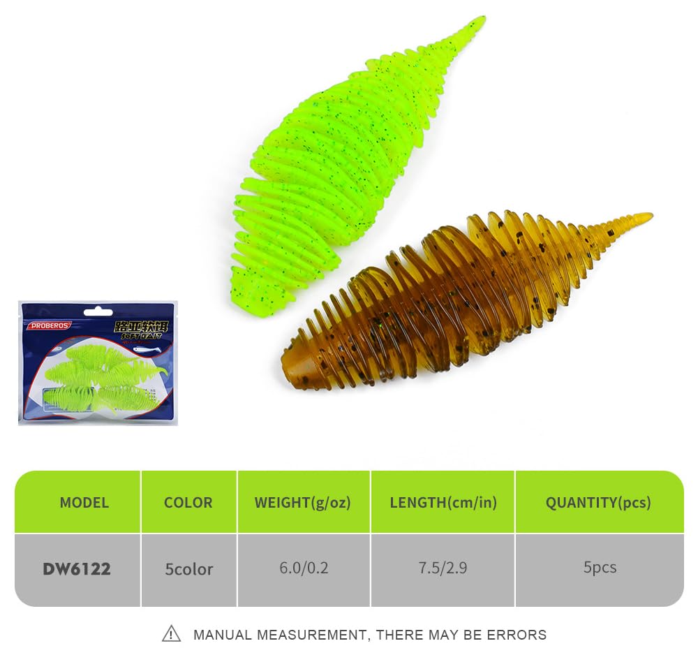 KTGCOZS ribbed body detail on soft worm lure increases water movement