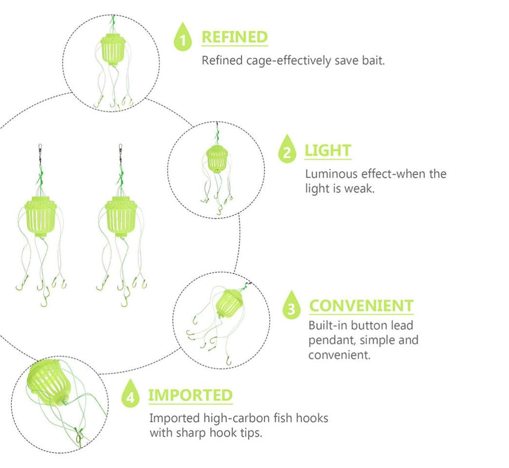 KTGCOZS water-ready bait cage minimizes tangles during casting.