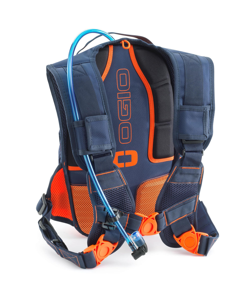 KTM Red Bull Replica Baja hydration backpack side view ready for outdoor rides and storage
