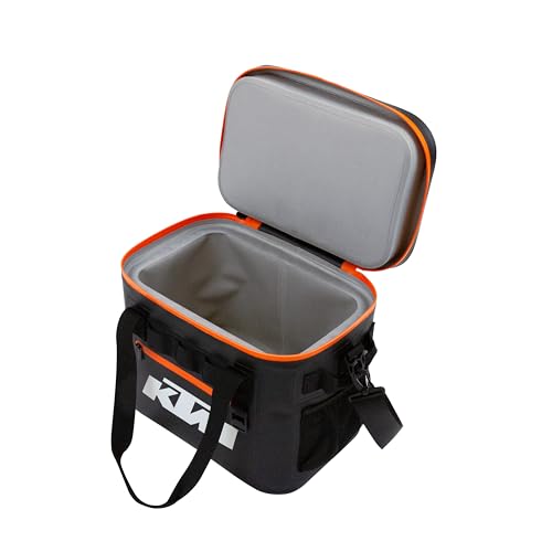 KTM Soft Cooler Black side view emphasizes rugged nylon webbing and portability.