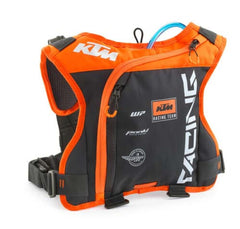 KTM Team Erzberg hydration backpack front view, race-ready design for long rides.