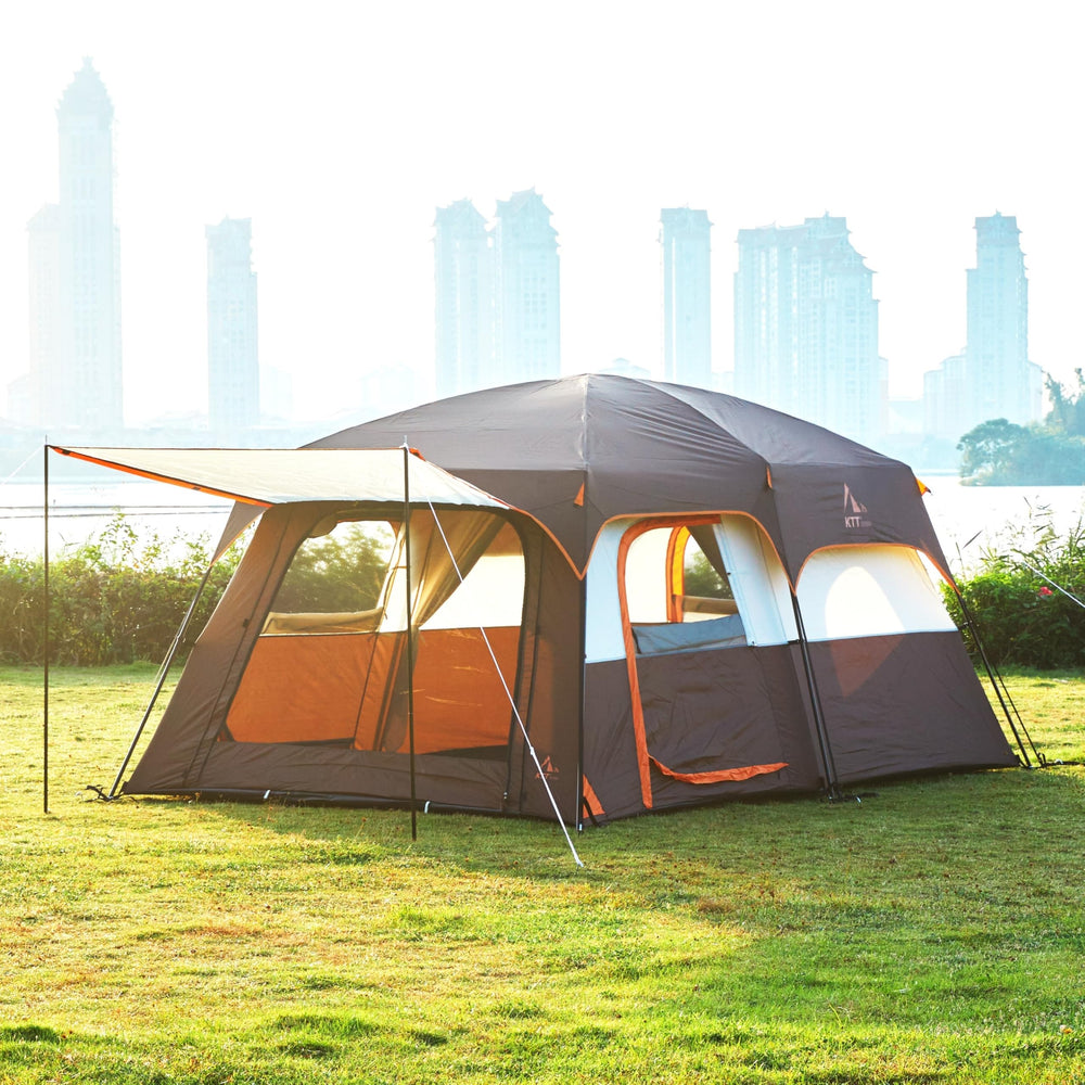 KTT Extra Large Tent awning canopy option adds shade for rest and outdoor meals