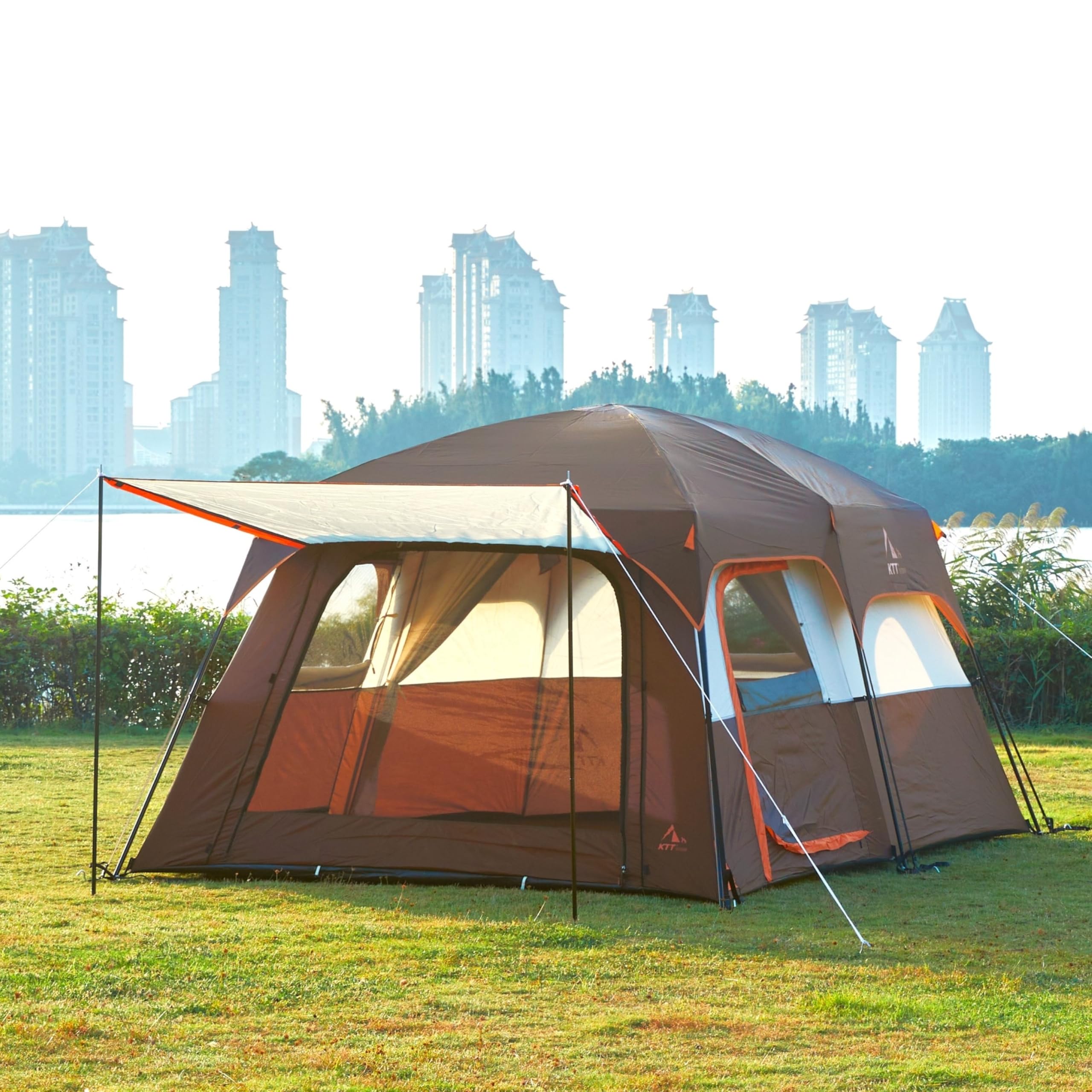 KTT Extra Large Tent setup and rods demonstrate sturdy assembly process