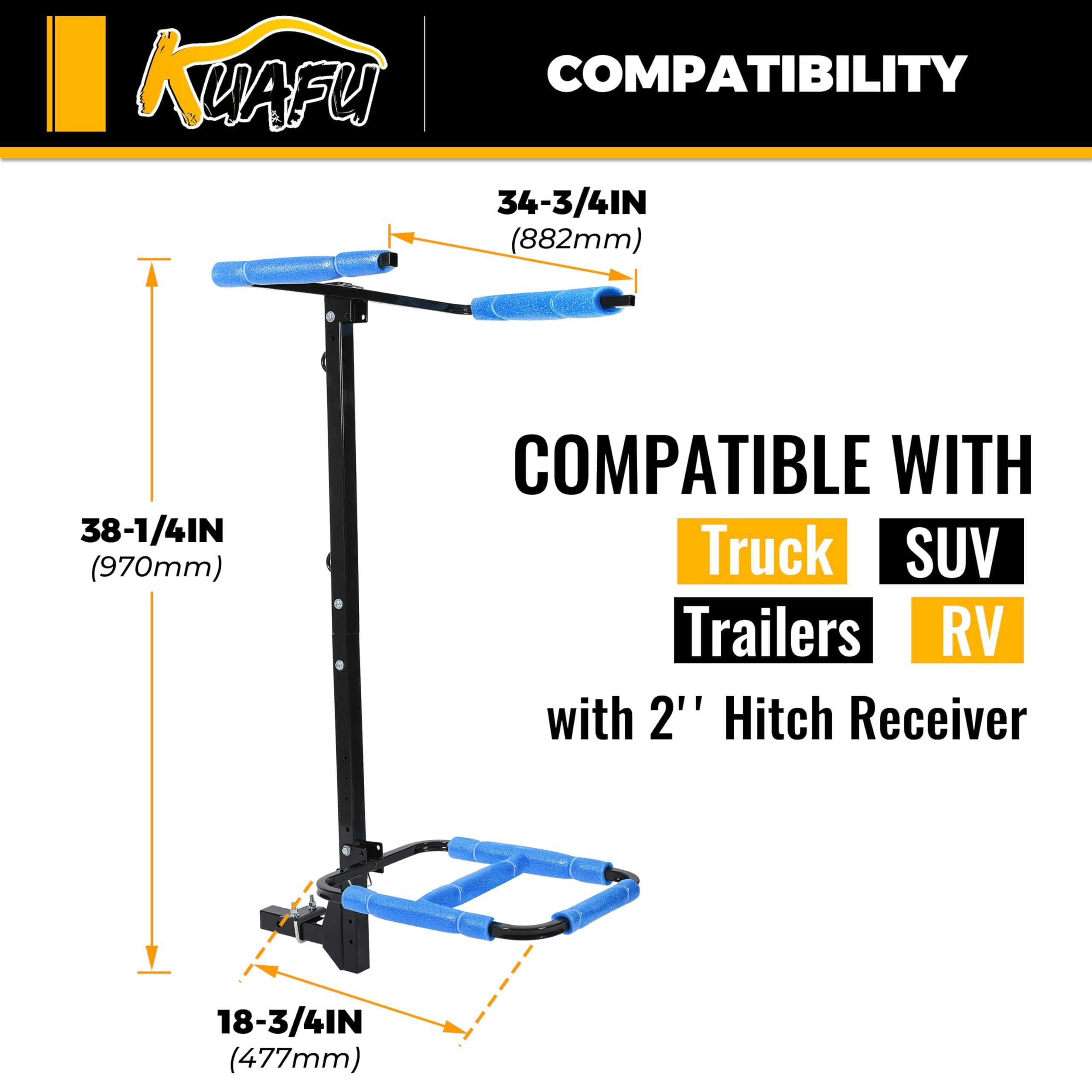 KUAFU hitch receiver compatibility with 2-inch hitch for RVs and trucks.