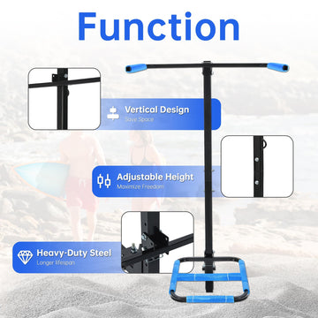 KUAFU kayak rack adjustable-height cradle for different kayak sizes.