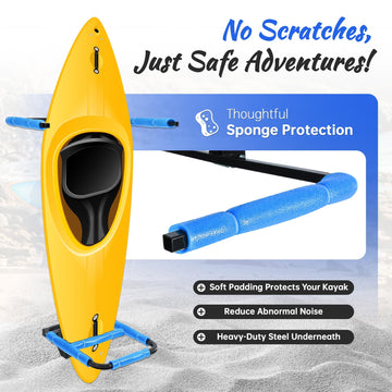 KUAFU two-kayak rack supports up to 150 lbs total capacity.