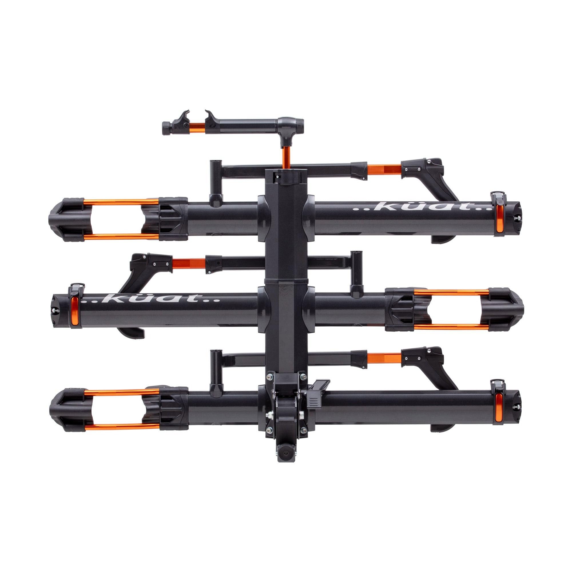KUAT NV Add-On 2.0 front tire cradle highlights adjustable fit for multiple bike sizes.